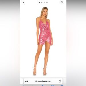 NWT Superdown, Missie Wrap Front Dress in metallic pink!